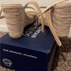 SHEIN Tan Espadrille Wedge Sandals with Ankle Straps